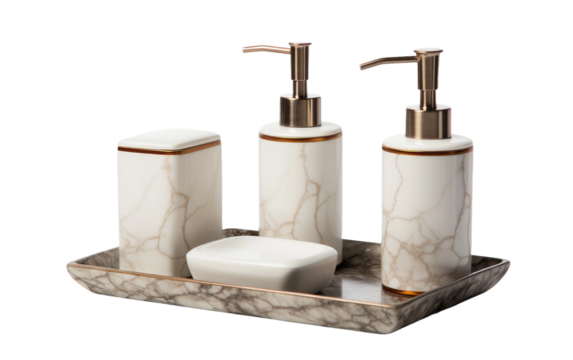 White Color Set of Coordinating Bathroom Appliances on White or PNG Transparent Background.