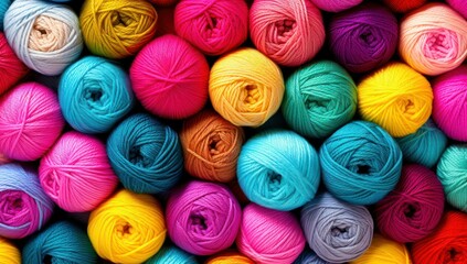 Skeins of yarn for knitting. Balls of wool made of colorful strings. Illustration for banner, poster, cover, brochure or presentation