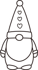Cute Valentine Gnome outline