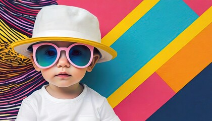 Cool Baby in Pop Art Style with Copyspace