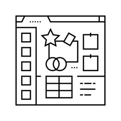 mood board interior designer line icon vector. mood board interior designer sign. isolated contour symbol black illustration
