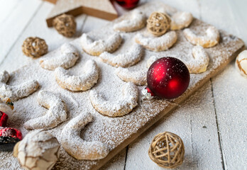 Vanilla crescents  or Vanillekipferl with almonds and poppy seeds