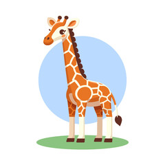 Standing giraffe flat design vector illustration.