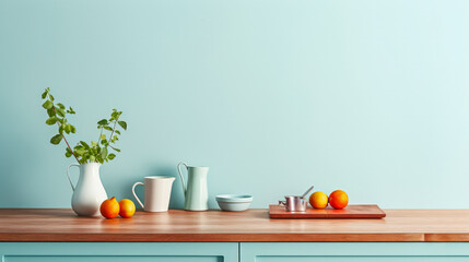 Serene kitchen interior with soft tones - obrazy, fototapety, plakaty