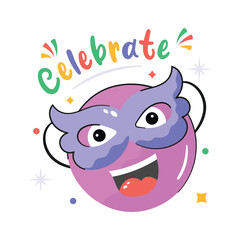 New year celebrations sticker design in modern handy style