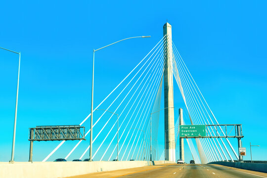 Driving through the Gerald Desmond Bridge