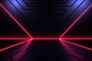 Fotobehang Futuristic gaming abstract background with glowing lines for wallpaper © grey