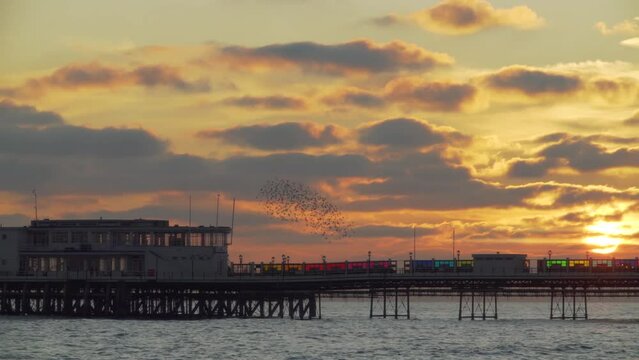 A dramatic sunset over Worthing's Victorian pier