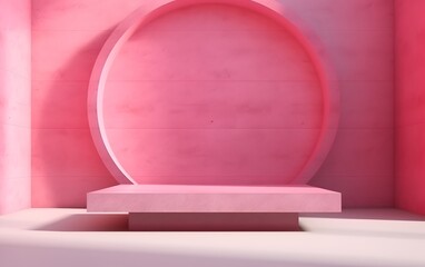 Minimalist Pink Podium with Shadow Background for Product Display or Mockup