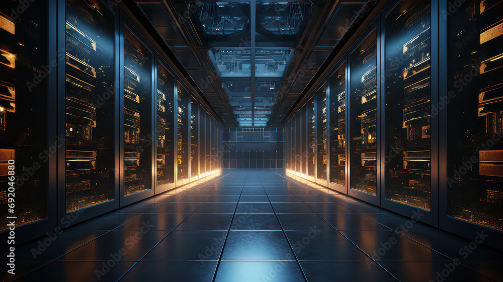 Aufkleber server symphony, technology and data storage merge in the heart of an advanced data center.
