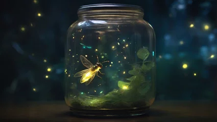 Foto op Canvas fireflies while glowing in dark © SK Collection