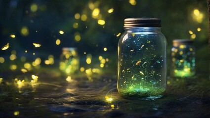 fireflies while glowing in dark