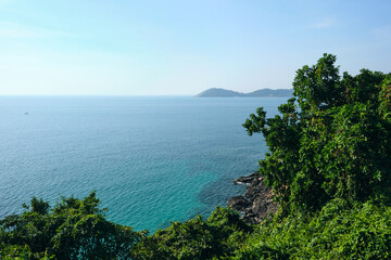 view of the sea and mountains in ko samet