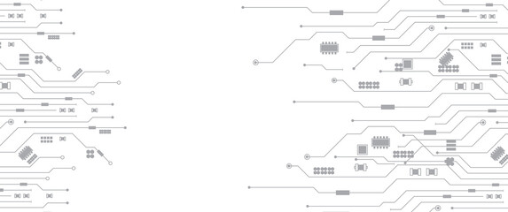 Obraz premium Abstract Technology Circuit board background. Grey white Abstract technology background. Digital technology with plexus background and space for your text 