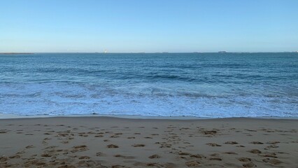View of the beach and the Atlantic Ocean at the end of afternoon.