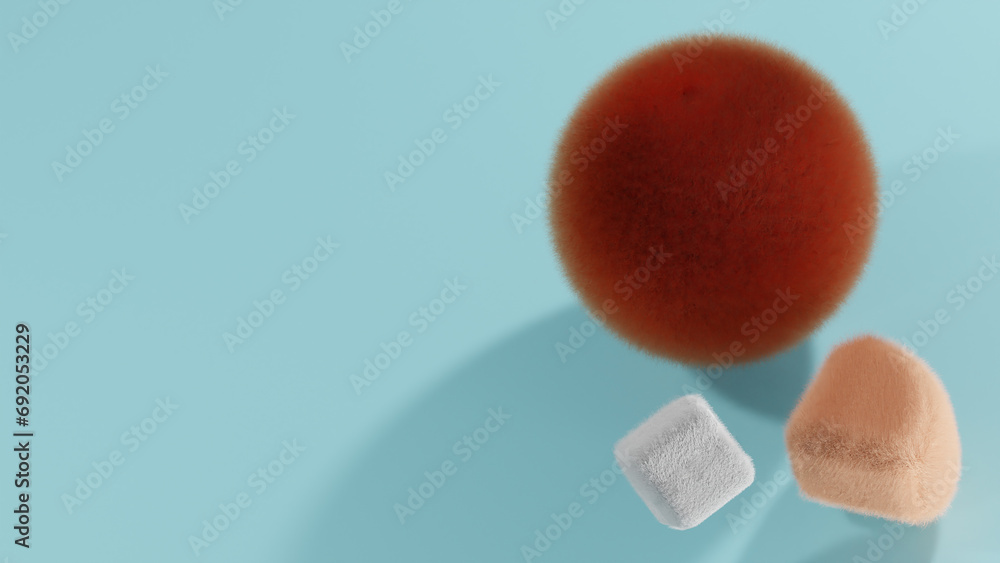 Aufkleber 3d rendered illustration with shapes in different colors and materials. a minimal abstract scene wit