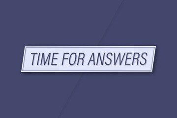 Time for Answers. A banner illustration with blue text, isolated on a blue background.