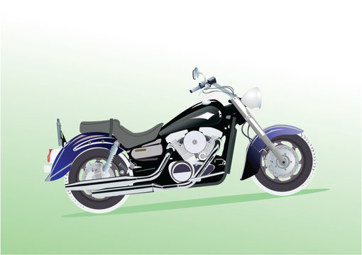 Colored 3d Vector hand drawn  illustration of motorcycle