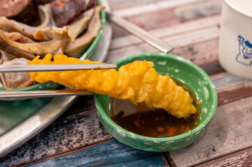 Korean street food snack. Fried food