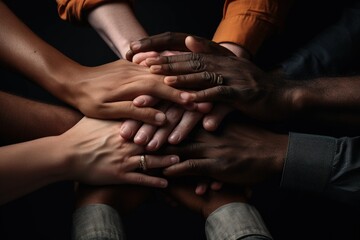 Stack of hands. Unity and teamwork concept