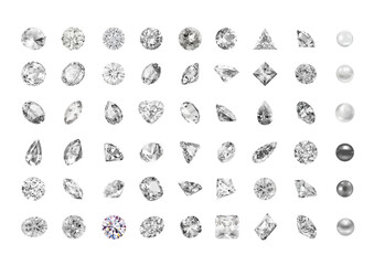 Gemstone ClipArt. Vector diamonds and pearls.  Rhinestones bundle