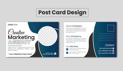 Double sided modern corporate business postcard design or EDDM postcard design template - obrazy, fototapety, plakaty