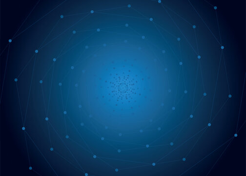 geometric technology connectivity background, blue spiral network connection background, artificial intelligence