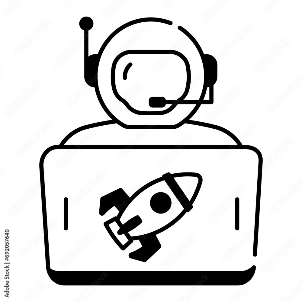 Canvas Prints get this linear icon depicting an astronaut