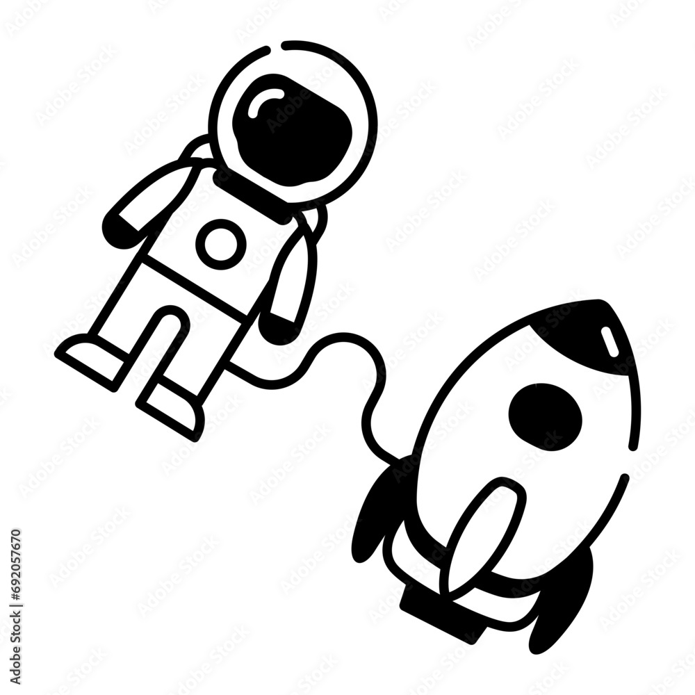 Canvas Prints get this linear icon depicting an astronaut