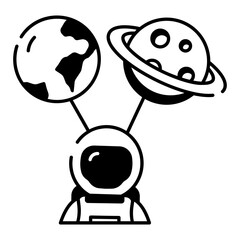 Trendy outline icon depicting planet system 