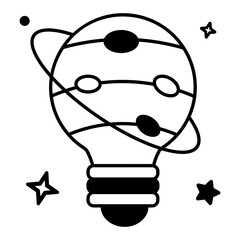 Handy linear icon depicting space innovation 