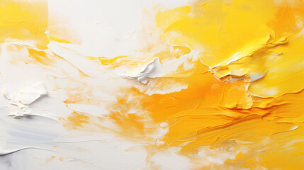 Art abstract texture, white and yellow brush strokes of oil paint, background. Copy space. - obrazy, fototapety, plakaty