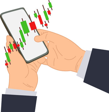 businessman checking stock market graph chart in a smartphone