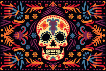 Mexican skull pattern. Pirate background