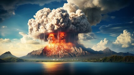 Dramatic Eruption of Taal Volcano in the Philippines - obrazy, fototapety, plakaty