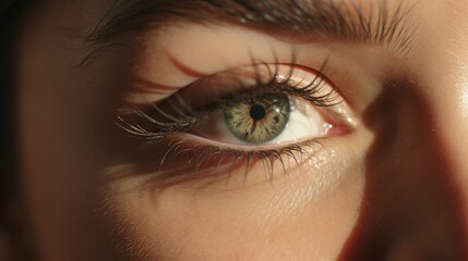 Delicate Shadow of Long Eyelashes on Eye's Surface