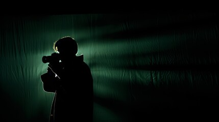 Silhouette with Illuminated Binoculars