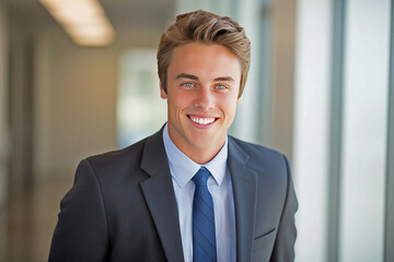 business man Happy smiling confident professional, headshot, company portrait, avatar of white small owner, company leader, sales manager, ceo, executive, successful lawyer in office, diverse