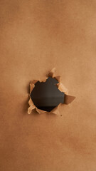 Empty hole in brown wooden paper