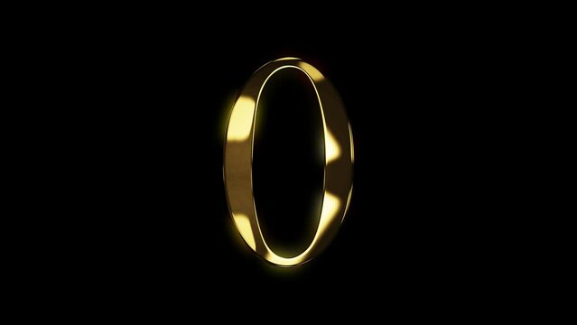 0 gold number animated gold number looping number text 3d 4k