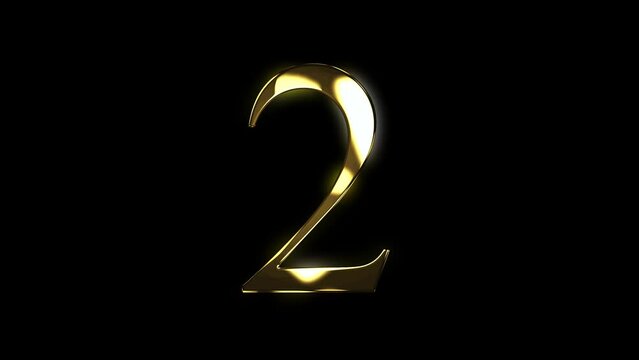 2 gold number animated gold number looping number text 3d 4k