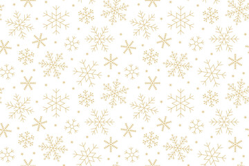 golden winter, christmas, New Year's Eve snowflake seamless pattern- vector illustration