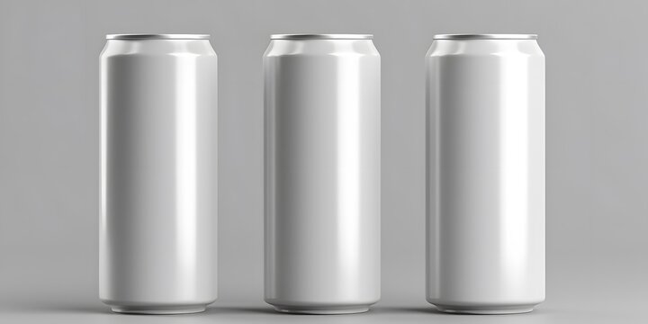 Aluminium Can Mockup - Three Floating Cans. 3D Illustration