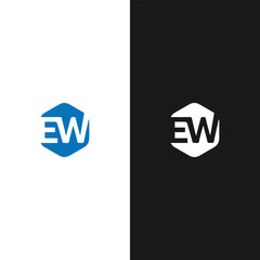 EW logo. E W design. White EW letter. EW, E W letter logo design. Initial letter EW linked circle uppercase monogram logo.