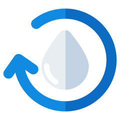 A flat design icon of water recycling 