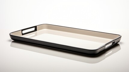 an isolated tray in a contemporary design, showcasing its sleek edges and polished surface against a clean, white surface, emphasizing its elegance.