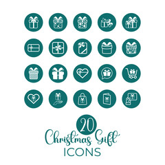 Set of christmas present stickers icons Vector
