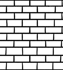 Brickwork wall, bricks, black pencil drawing/illustration, transparent PNG, (seamless, tileable pattern)
