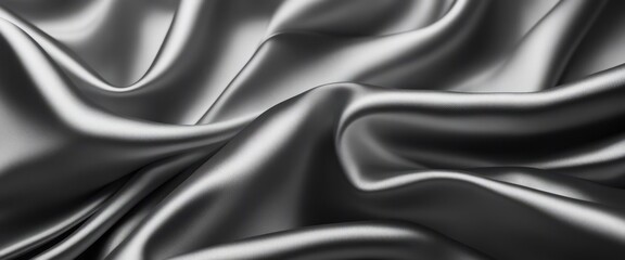 Obraz premium lack white silk satin fabric abstract background. Drapery fold crease wavy crumpled