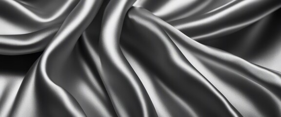 Fototapeta premium lack white silk satin fabric abstract background. Drapery fold crease wavy crumpled